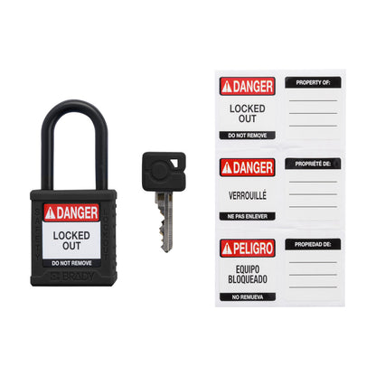 Nylon Padlocks Plastic Shackle BLK KA6pk