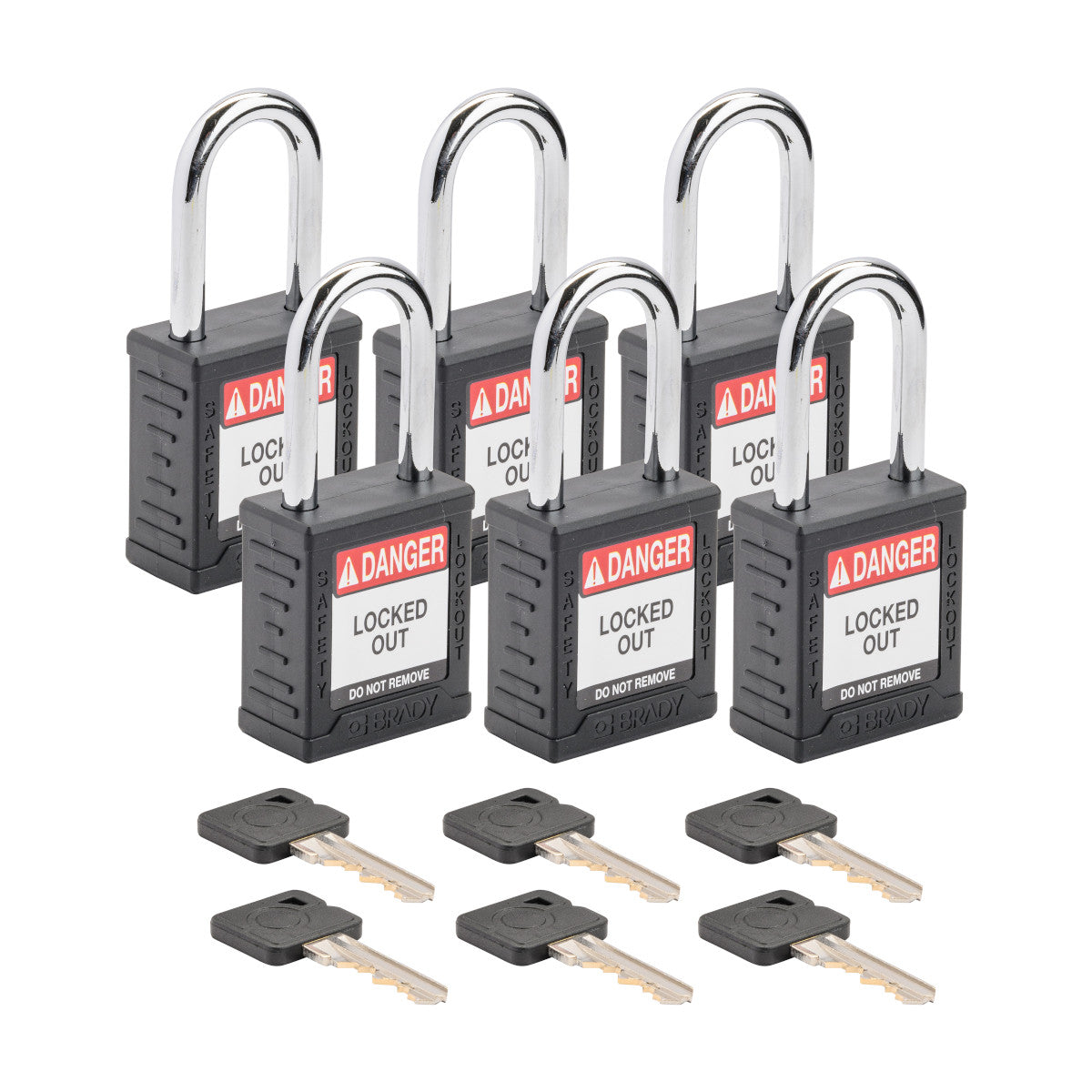 Nylon Padlocks Steel Shackle BLK KA6pk