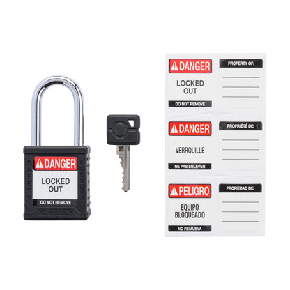 Nylon Padlock KD Steel Shackle BLK Ea