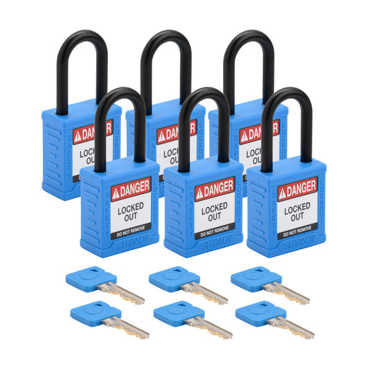 Plastic Padlock 1.5" Shackle KD BU 6PK