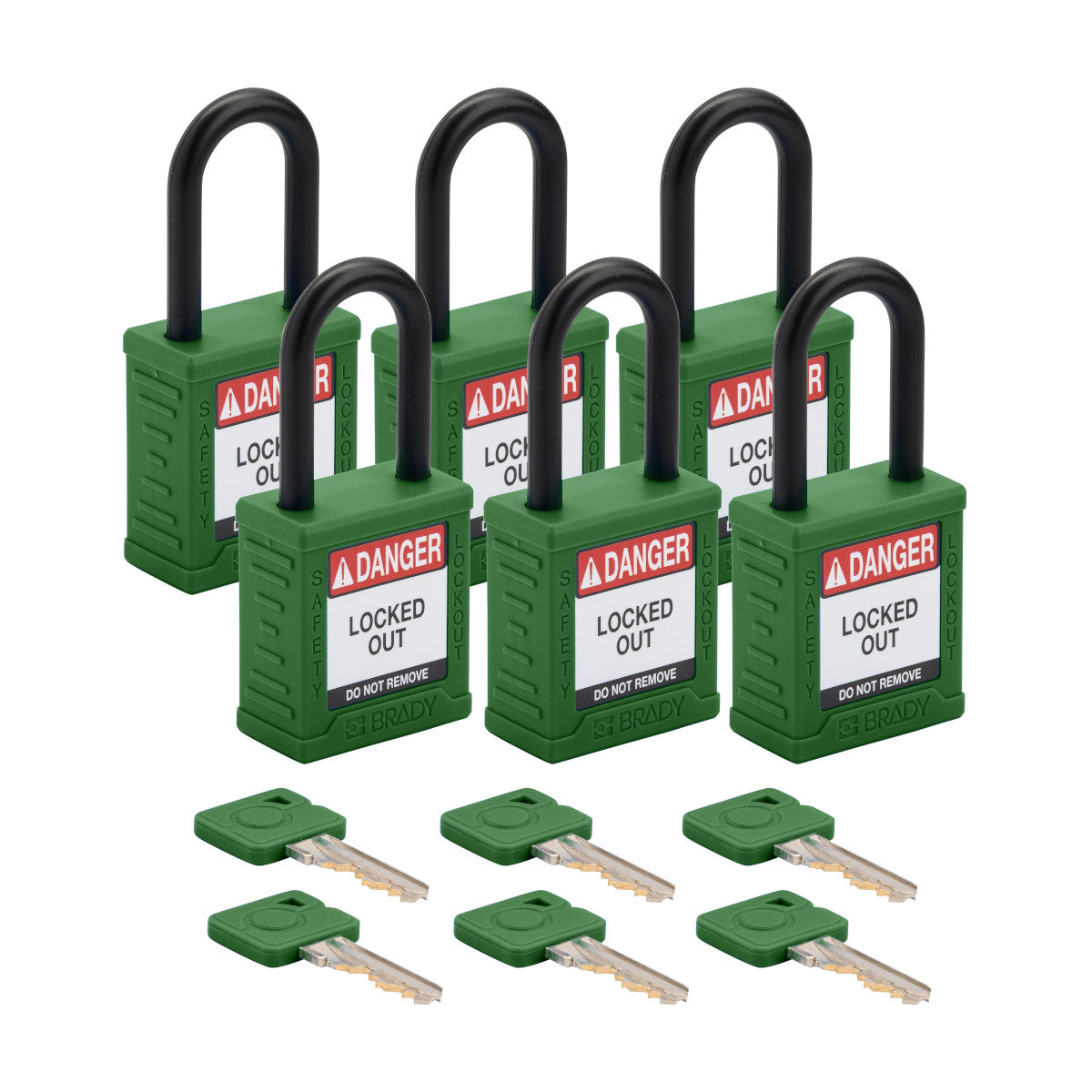 Plastic Padlock 1.5" Shackle KD GN 6PK