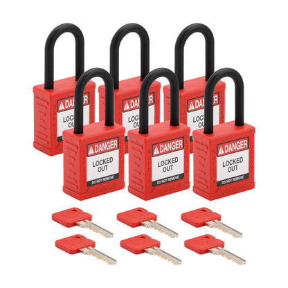 Plastic Padlock 1.5" Shackle KA RD 6PK