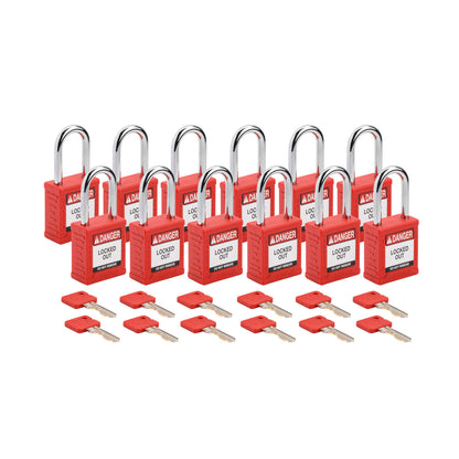 Plastic Padlock 1.5" Stl Shkl KA RD 12PK