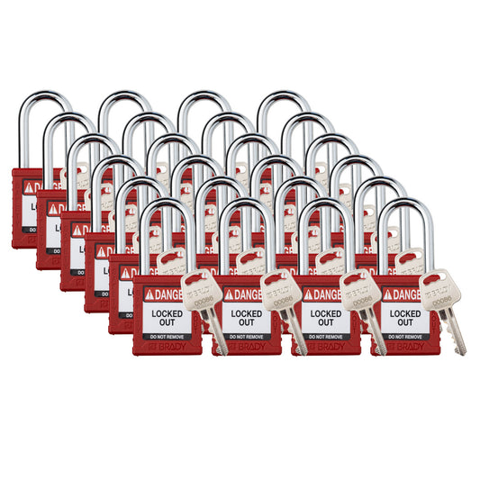 Plastic Padlock 1.5" Stl Shkl KD RD 24PK