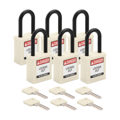 Nylon Padlocks Plastic Shackle WHT KA6pk