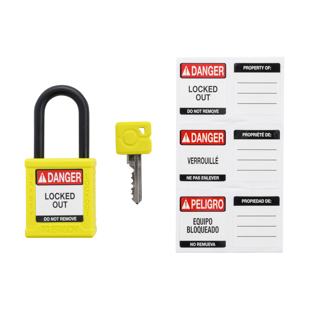 Plastic Padlock 1.5" Shackle KA YL 6PK