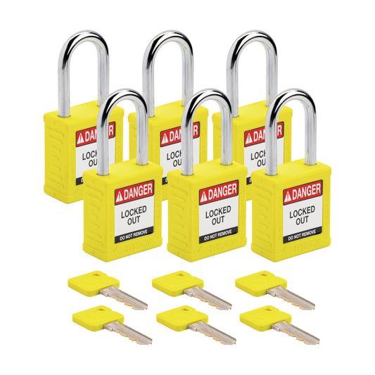 Plastic Padlock 1.5" Stl Shkl KA YL 6PK