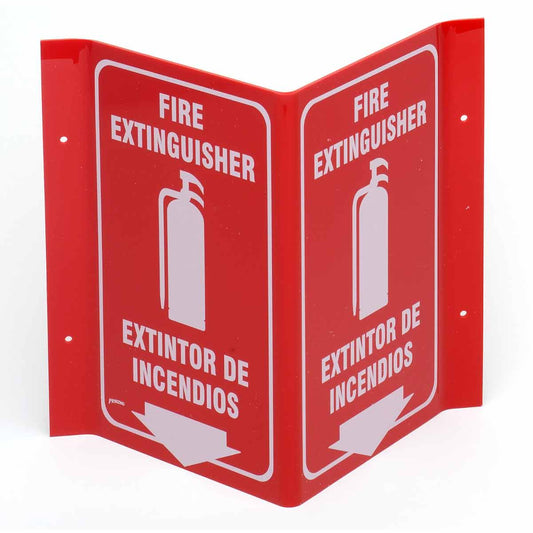 BILINGUAL V SIGN FIRE EXTINGUISHER