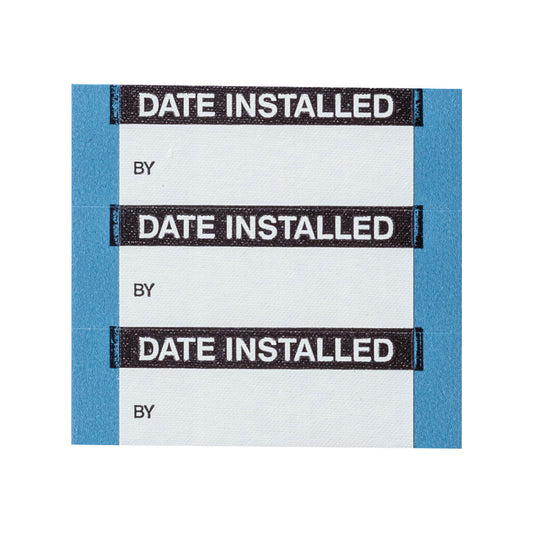 Date Installed Lbls Cloth Blk/Wh 25Pk