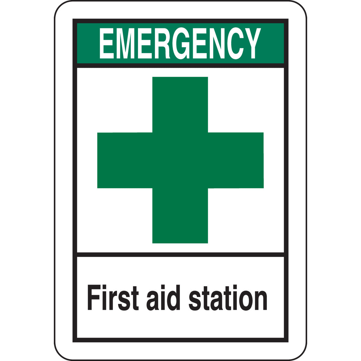 B401 7X10 GRN,BLK/WHT FIRST AID SIGN