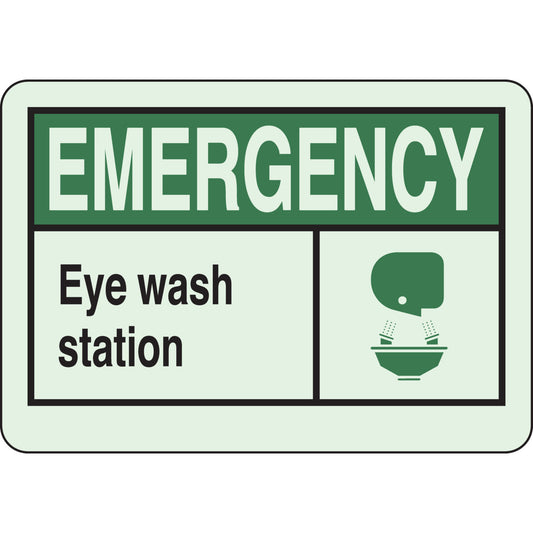 B347 7X10 GRN/WHT/BLK EM EYE WASH SIGN