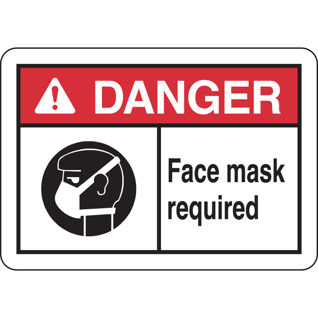 B946 5X7 BLK,RED/WHT FACE MASK REQ SIGN