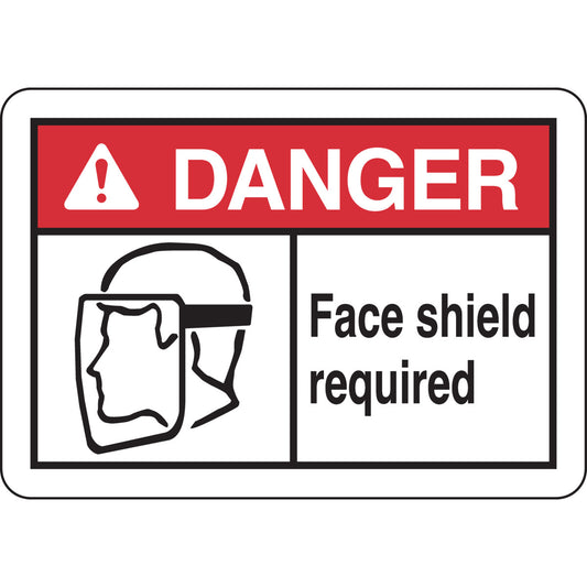 B401 10X14 BLK,RED/WHT FACE SHIELD SIGN