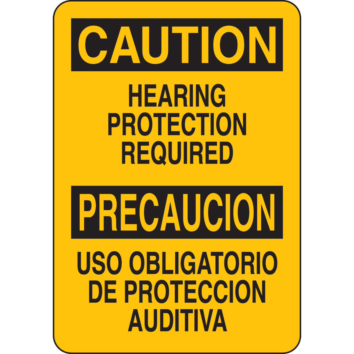 B302 7X10 BLK/YEL BILINGUAL-HEARING