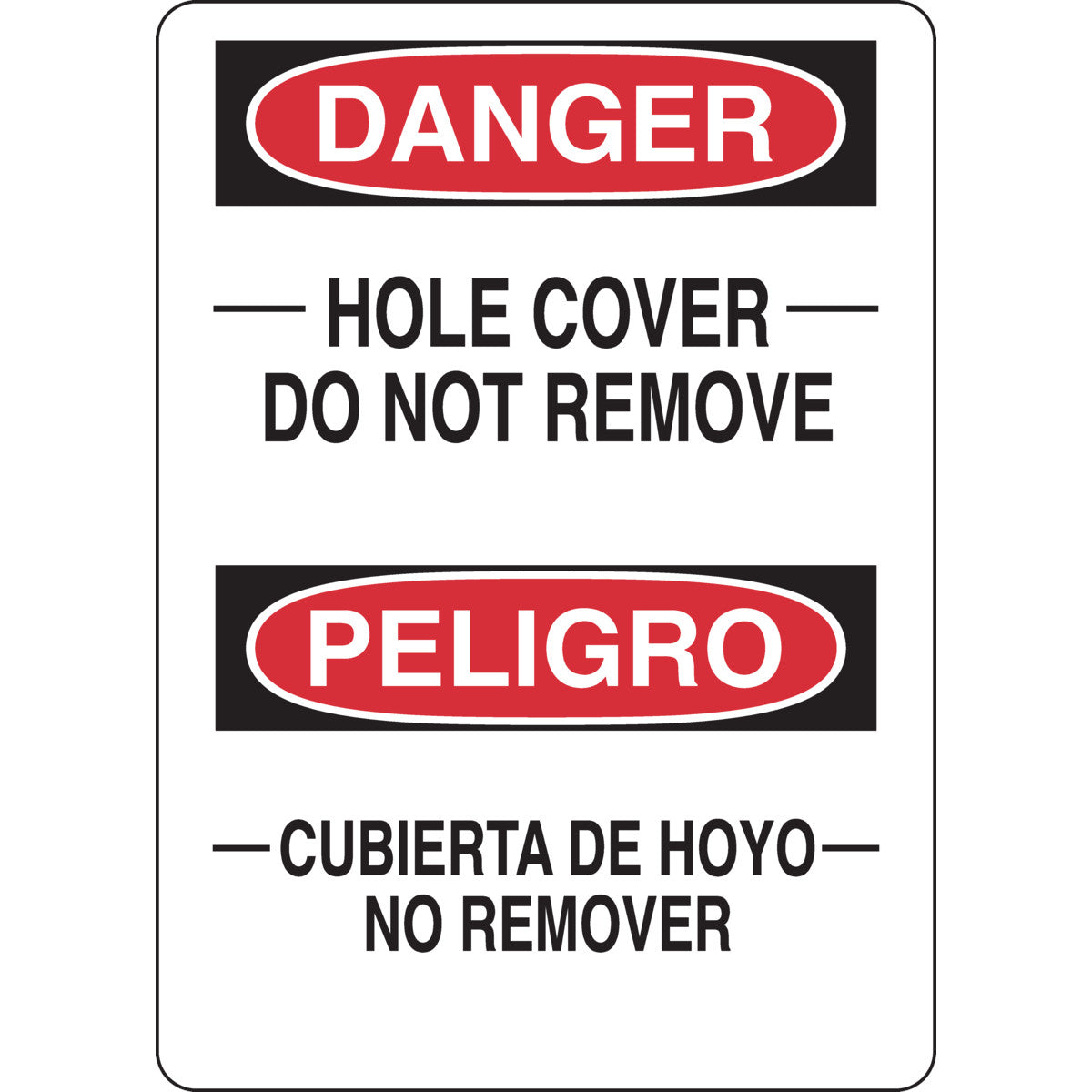 B401 14X10 BLK/RD/WHT BILING/DANGER HOLE