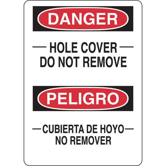 B401 14X10 BLK/RD/WHT BILING/DANGER HOLE