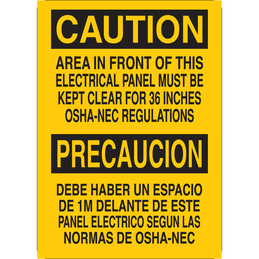 B555 14X10 BLK/YEL BILING/CAUTION AREA