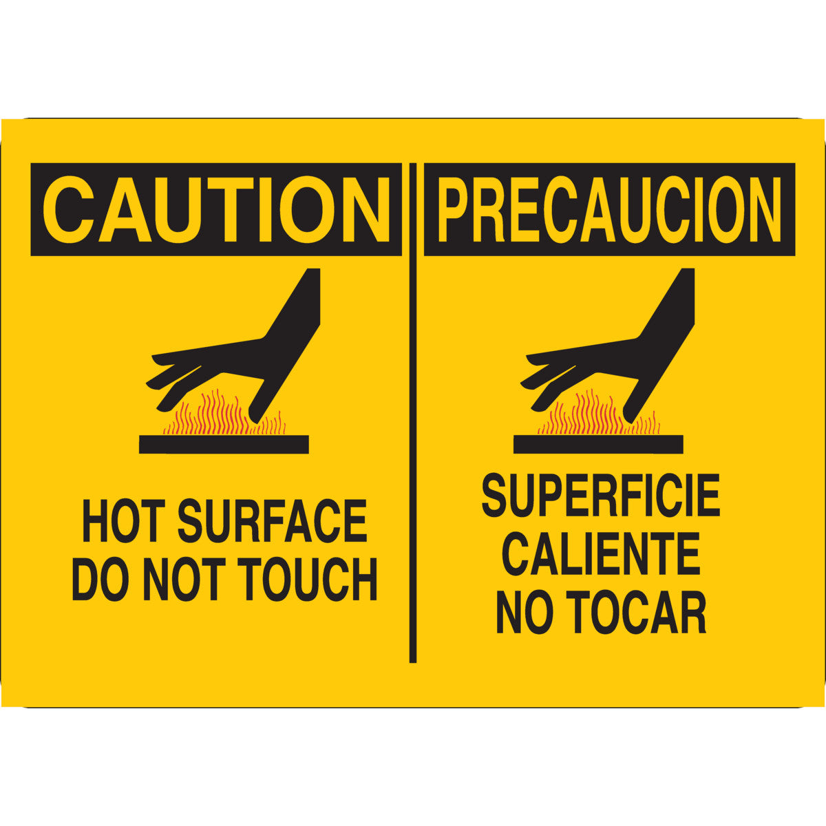 B555 10X14 BLK/RD/YEL BILING/CAUTION HOT