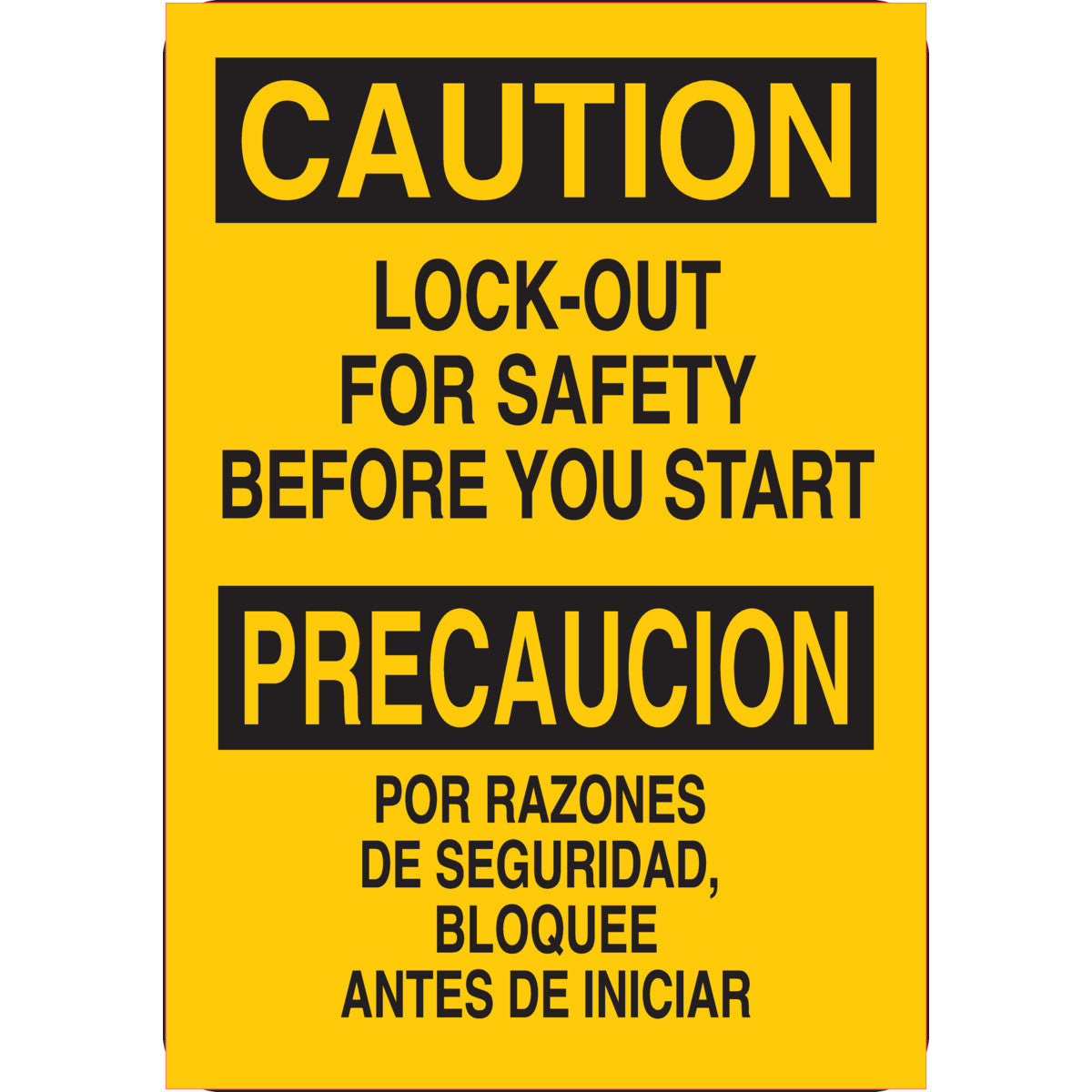 B401 10X7 BLK/YEL BILING/CAUTION LOCK