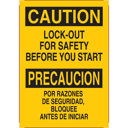 B401 10X7 BLK/YEL BILING/CAUTION LOCK