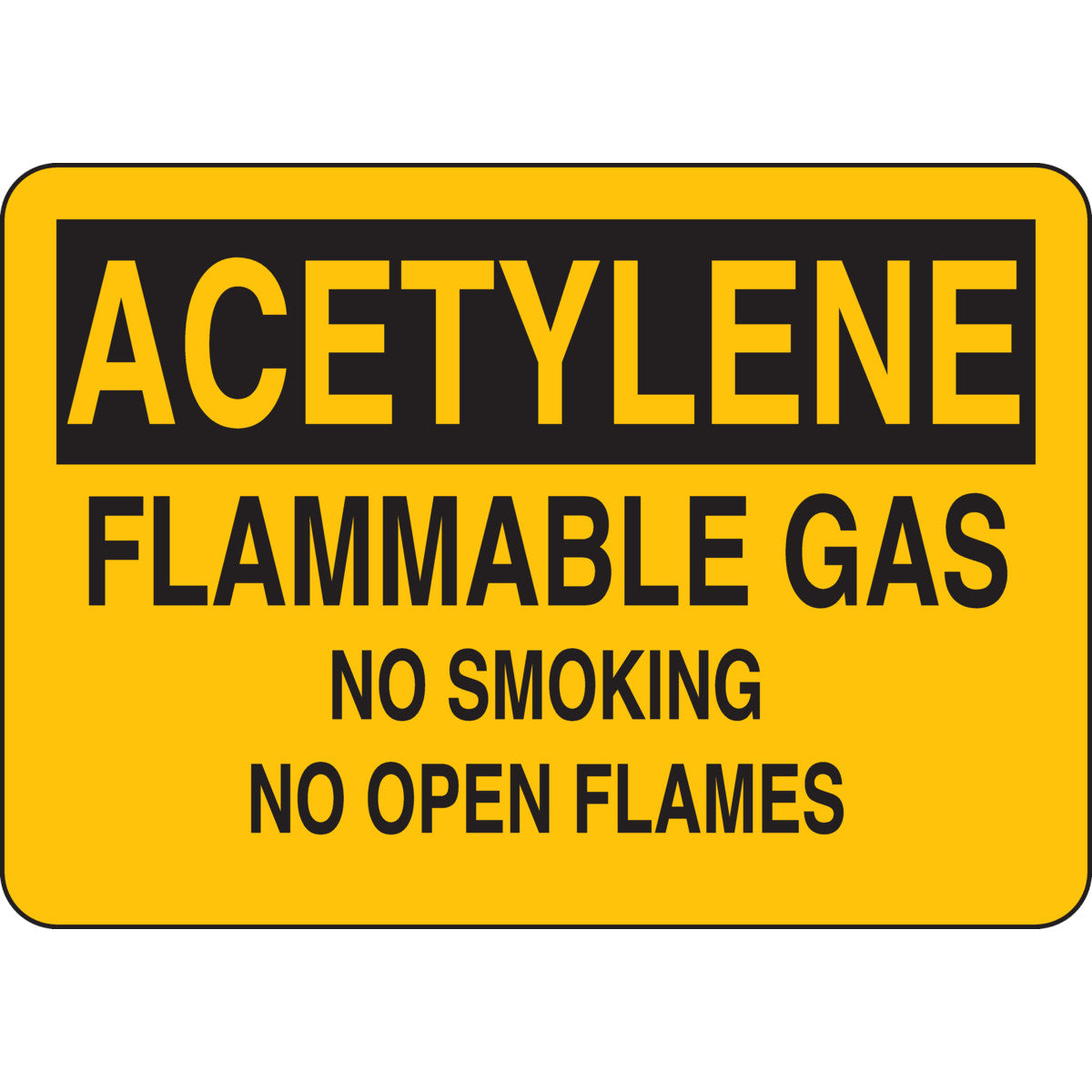 B401 10X14 BLK/YEL ACETYLENE FLAMMABLE