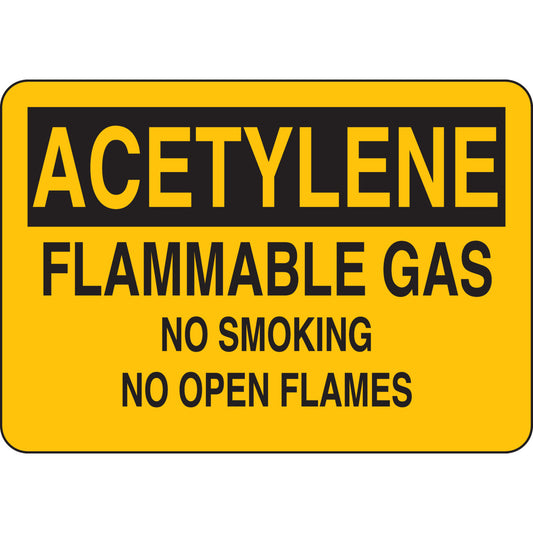 B401 10X14 BLK/YEL ACETYLENE FLAMMABLE