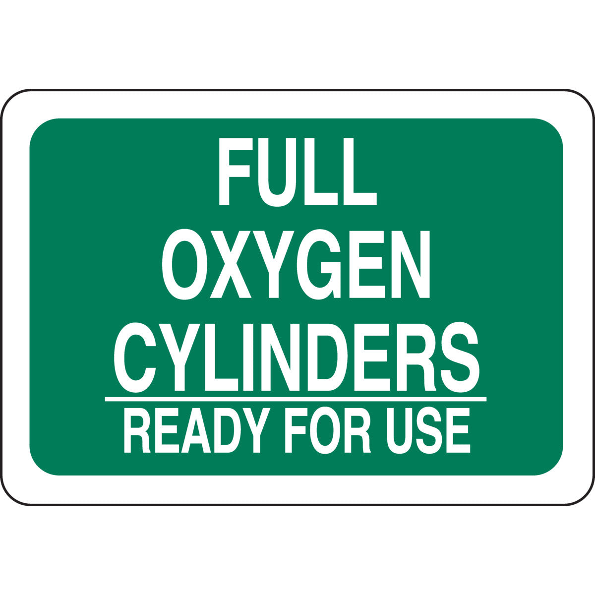 B555 10X14 WHT/GRN FULL OXYGEN CYLINDERS