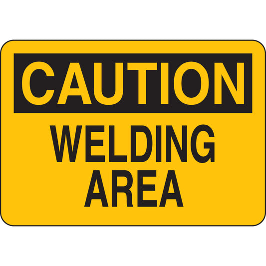 B401 7X10 BLK/YEL CAUTION WELDING AREA