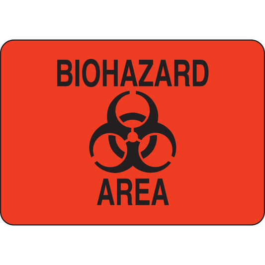 B555 7X10 BLK/ORG BIOHAZARD AREA