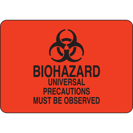 B555 7X10 BLK/ORG BIOHAZARD UNIVERSAL