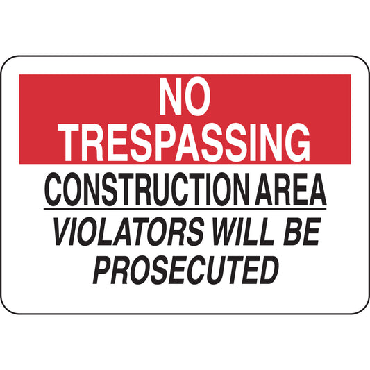 B401 7X10 BLK/RED/WHT NO TRESPASSING