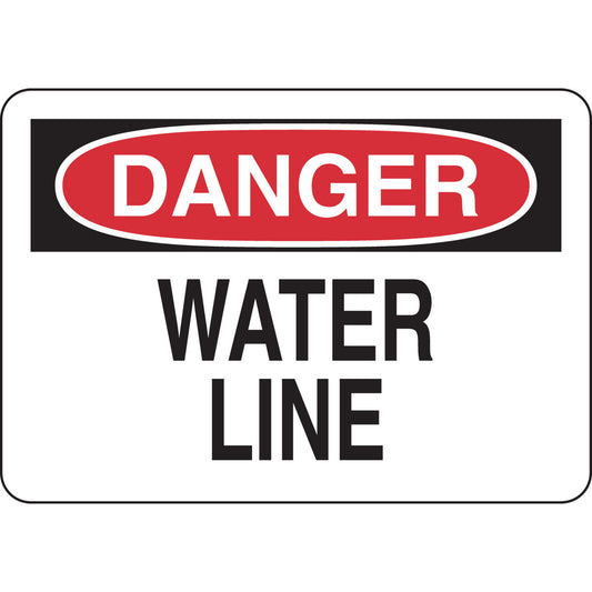 B401 7X10 BLK/RED/WHT DANGER WATER LINE