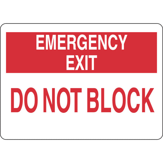 B401 10X14 RED/WHT EMERGENCY EXIT DO NOT