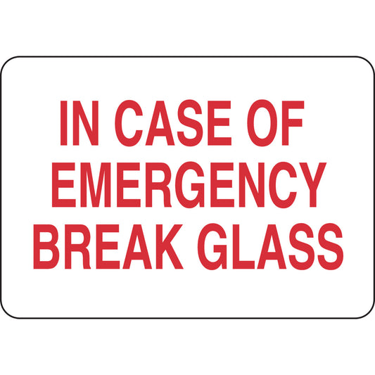 B555 7X10 RED/WHT IN CASE OF EMERGENCY