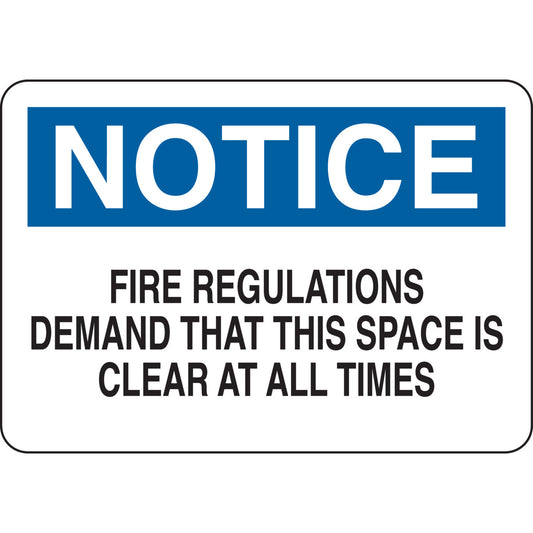 B555 7X10 BLK/BLU/WHT NOTICE FIRE REG