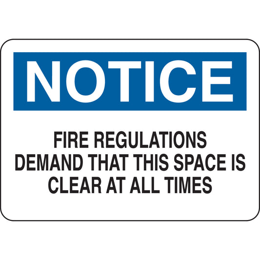 B401 7X10 BLK/BLU/WHT NOTICE FIRE REG