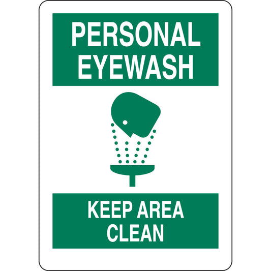 B555 10X7 GRN/WHT PERSONAL EYEWASH KEEP