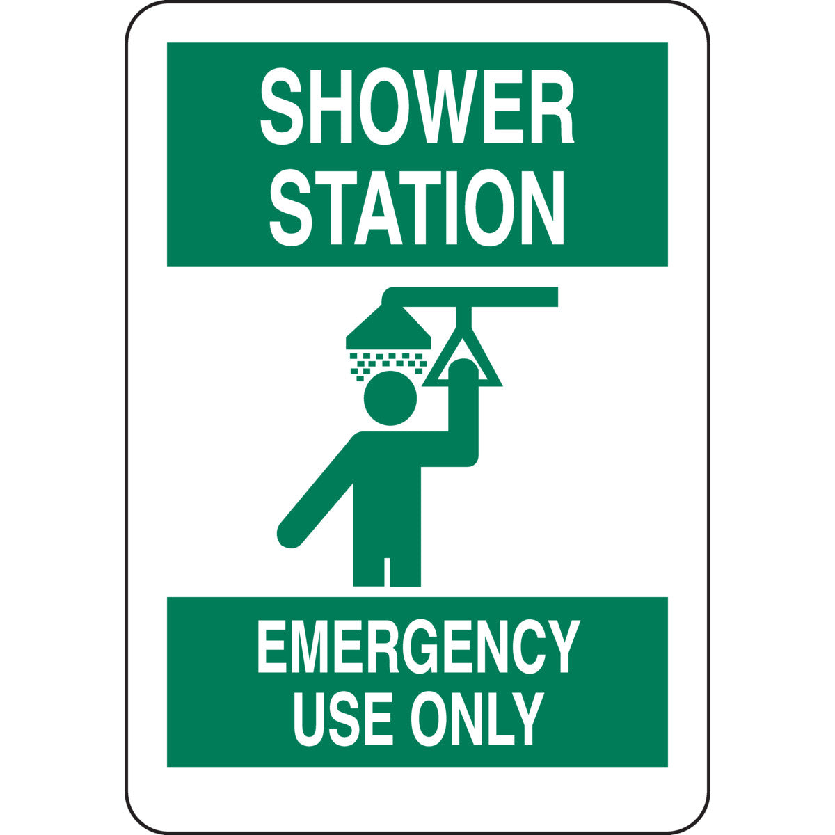 B555 10X7 GRN/WHT SHOWER STATION EMERG