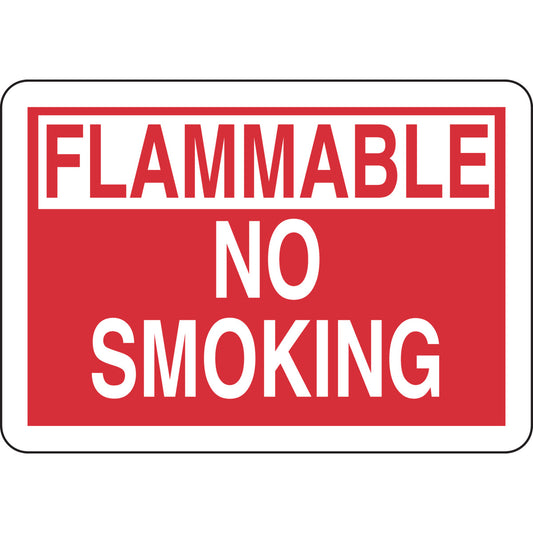 B302 10X14 WHT/RED FLAMMABLE NO SMOKING