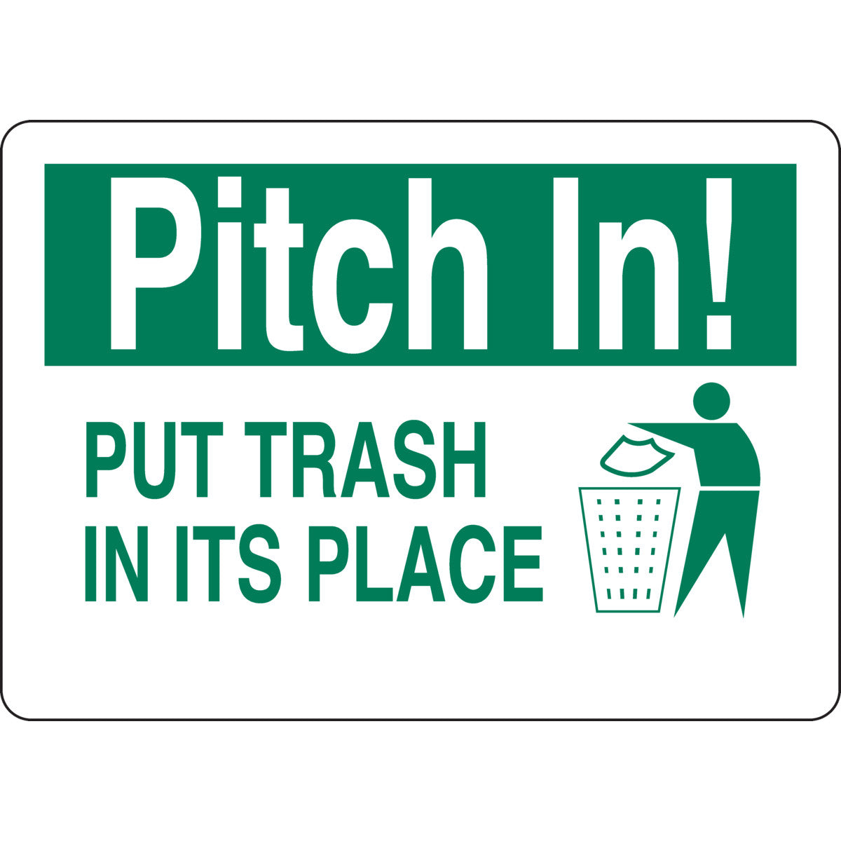 B302 10X14 GRN/WHT PITCH IN PUT TRASH