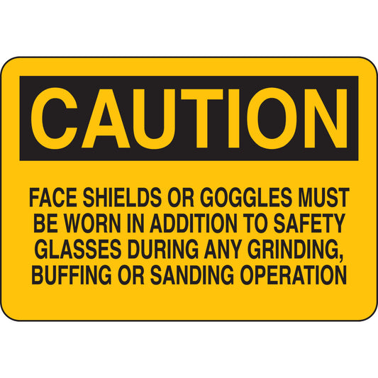 B401 10X14 BLK/YEL CAUTION FACE SHIELDS