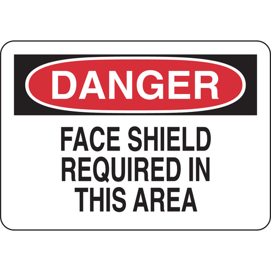 B401 10X14 BLK/RD/WHT DANGER FACE SHIELD