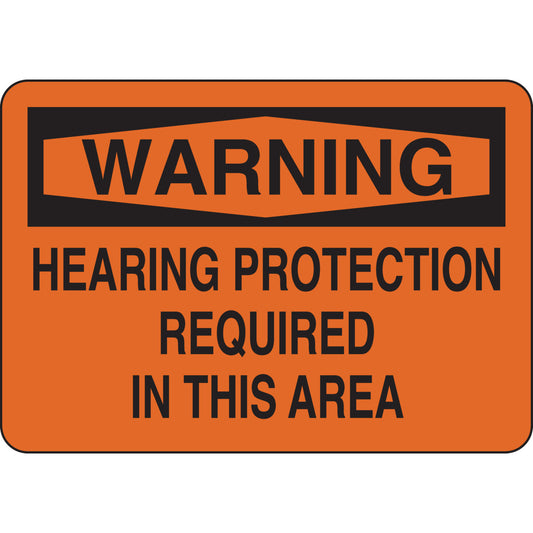 B401 7X10 BLK/ORG WARNING HEARING