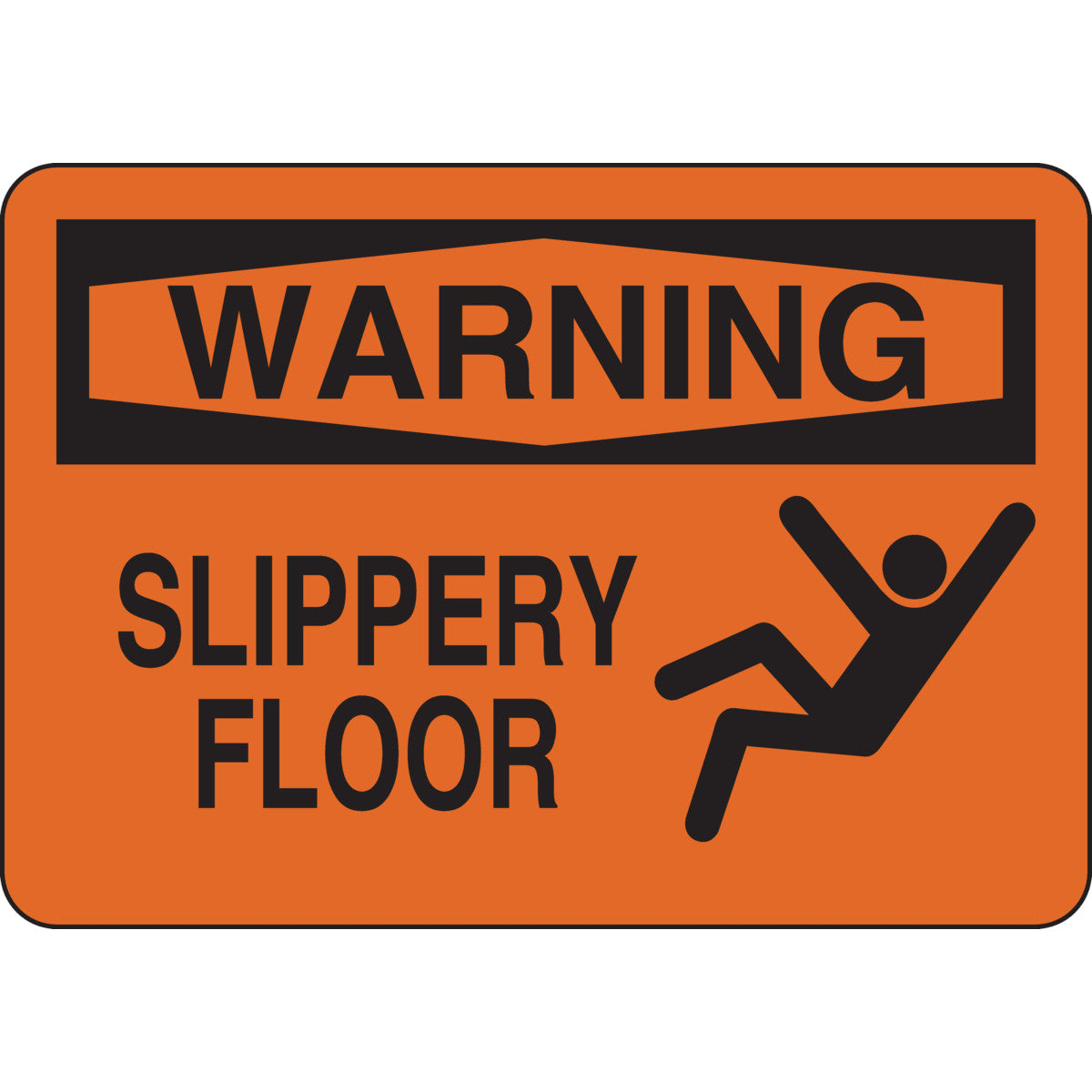 B555 7X10 BLK/ORG WARNING SLIPPERY FLOOR