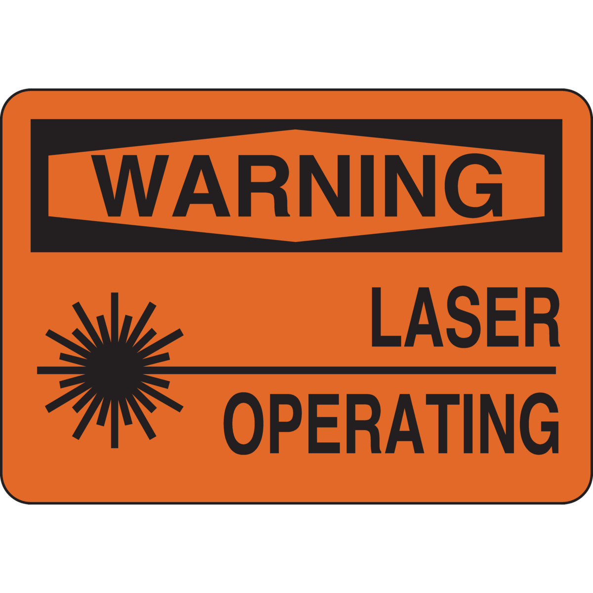 B401 7X10 BLK/ORG WARNING LASER