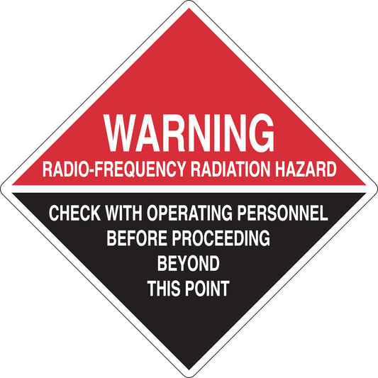 B555 18X18 BLK,RED/WHT WARNING RADIO