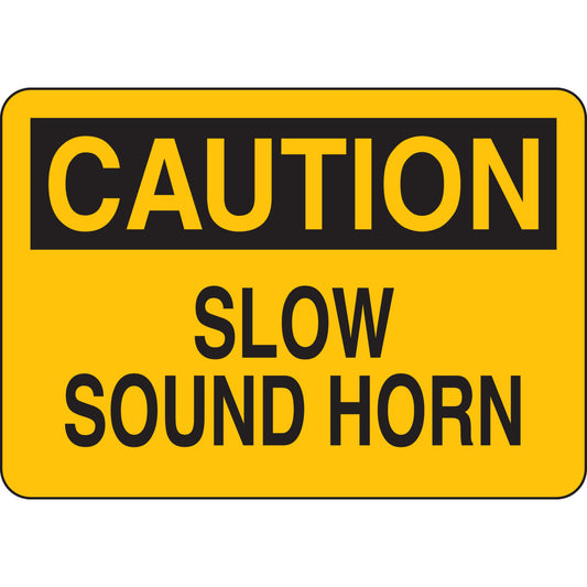 B401 10X14 BLK/YEL CAUTION SLOW SOUND