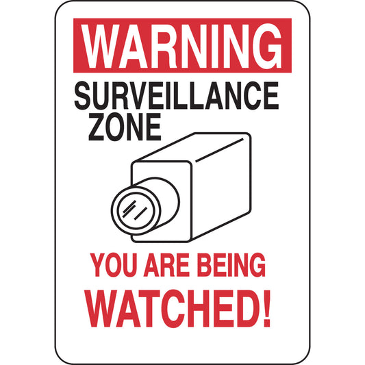 B302 10X7 BLK/RED/WHT WARNING SURVEIL