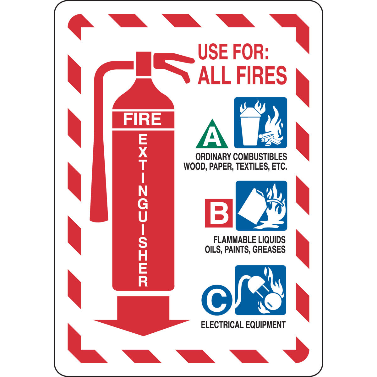 B302 10X7 BLU/GRN/RED/WHT FIRE EXTING