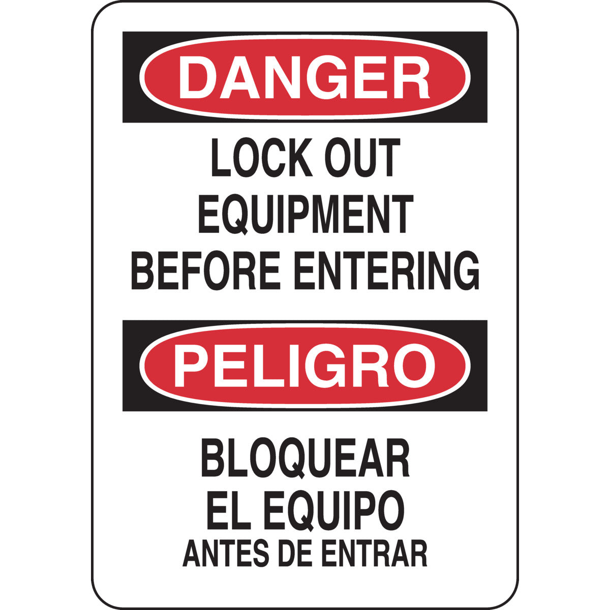 B302 10X7 BLK/RD/WHT BILING/DNGR LOCK